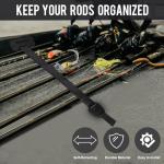 Retractable Rod Straps for Fishing Rods, Gunwale/Deck Mount Self-Retracting Tie-Down Straps, F14200 Rod Saver Strap Fishing Rod Holder, Fishing Pole Holders for Boat Deck, Black - 2 Pack