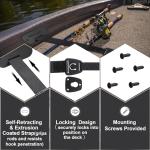 Retractable Rod Straps for Fishing Rods, Gunwale/Deck Mount Self-Retracting Tie-Down Straps, F14200 Rod Saver Strap Fishing Rod Holder, Fishing Pole Holders for Boat Deck, Black - 2 Pack