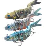 Handing Realistic Multi-Jointed Lures 4.7" Lifelike Fishing Bait for Bass and Walleye, 3-Pieces Swimbait with Mustad Hooks for Freshwater & Saltwater 5/8oz