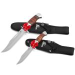 Mossy Oak Fixed Blade Bowie Knife, 2-piece Hunting Knife with Leather Handle Featuring Laser Pattern, Sheath Included