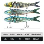 Handing Realistic Multi-Jointed Lures 4.7" Lifelike Fishing Bait for Bass and Walleye, 3-Pieces Swimbait with Mustad Hooks for Freshwater & Saltwater 5/8oz