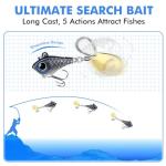 TRUSCEND Wide Search Cover Vibe Tail Spinner, Easy Catch Fishing Lures with Vibrating, Swimming, Jigging Action, BKK Super Slide Sharp Hook, Accurate Long Cast Fishing Spinner for Bass, Trout 1/4oz