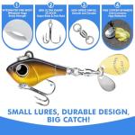 TRUSCEND Wide Search Cover Vibe Tail Spinner, Easy Catch Fishing Lures with Vibrating, Swimming, Jigging Action, BKK Super Slide Sharp Hook, Accurate Long Cast Fishing Spinner for Bass, Trout 1/4oz