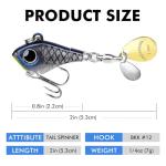 TRUSCEND Wide Search Cover Vibe Tail Spinner, Easy Catch Fishing Lures with Vibrating, Swimming, Jigging Action, BKK Super Slide Sharp Hook, Accurate Long Cast Fishing Spinner for Bass, Trout 1/4oz
