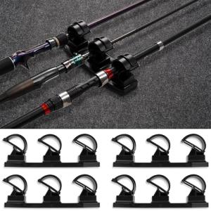 VEYWANE Fishing Rod Racks for Boat/Wall/Truck Bed, 3-Poles Storage Holders with Rubber Band Clips 2 Packs