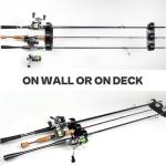 VEYWANE Fishing Rod Racks for Boat/Wall/Truck Bed, 3-Poles Storage Holders with Rubber Band Clips 2 Packs