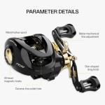 Fishing Baitcasting Reel, Baitcaster Fishing Reels with 18+1BB Stainless Steel Ball Bearings,Magnetic Braking System for Fishing Saltwater Freshwater, Available in 7.2:1 Black Gold Left