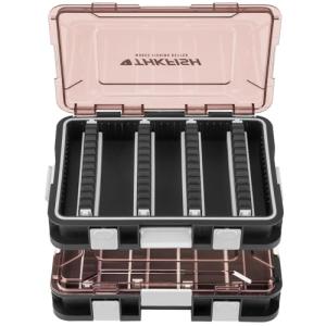 Tackle Box Organizer, 2 Packs Waterproof Fishing Tackle Box, Fishing Outdoor Storage Box Organizer with Removable Dividers, Lure Box, Plastic/Silicone,Red,Green (Silicone, Red)