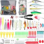 𝗘𝗫𝗔𝗨𝗥𝗔𝗙𝗘𝗟𝗜𝗦 Fishing Gear Fishing Lures Kit 142pcsTackle Box Included Crankbaits Spoon Pliers Hooks Jigs Weights and Other Accessories Swimbait Lure Gear Kit Gifts Bass Lure Freshwater