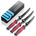 Sidomma Fillet Knife and Bait Knife Set Performance 5"-6"-7" G4116 German Flex Razor Sharp Stainless-Steel Blade with Sheath for Filleting and Boning, Pro Fishing Gear and Equipment Tools, Cool Fishing Gift for Men (Black-Red)