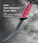Sidomma Fillet Knife and Bait Knife Set Performance 5"-6"-7" G4116 German Flex Razor Sharp Stainless-Steel Blade with Sheath for Filleting and Boning, Pro Fishing Gear and Equipment Tools, Cool Fishing Gift for Men (Black-Red)