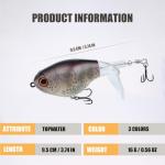 EXAURAFELIS Fishing Lures Whopper Propeller swimbaits Top Water Fishing Lure Plopper Topwater Bass Bait Lure with Propeller Tail, Pencil Floating Lures for Bass Catfish Pike Perch