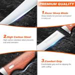 PURPLEBIRD 6" Fillet Knife for Fish with Sheath, 440C Stainless Steel Boning Knife for Meat Cutting with Wood Handle, Fish Filleting Knives Kitchen & Outdoor for Fishing, Hunting, BBQ, Christmas Gifts