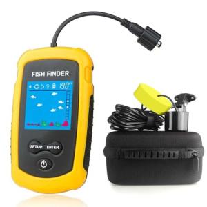 Portable Wired Fish Finder Ice Kayak Fishing Gear Water Depth Finder Handheld Fishfinder with Water Resistant Bag and Storage Case