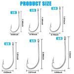 Saltwater Long Shank Fishing Hooks 60pcs Stainless Steel Fishing Hooks O'Shaughnessy J Hooks 34007 Forged Hook Extra Strong Trolling Hooks for Saltwater Freshwater Fishing (7/0)
