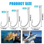 Saltwater Long Shank Fishing Hooks 60pcs Stainless Steel Fishing Hooks O'Shaughnessy J Hooks 34007 Forged Hook Extra Strong Trolling Hooks for Saltwater Freshwater Fishing (7/0)
