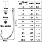 Saltwater Long Shank Fishing Hooks 60pcs Stainless Steel Fishing Hooks O'Shaughnessy J Hooks 34007 Forged Hook Extra Strong Trolling Hooks for Saltwater Freshwater Fishing (7/0)