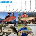 Saltwater Long Shank Fishing Hooks 60pcs Stainless Steel Fishing Hooks O'Shaughnessy J Hooks 34007 Forged Hook Extra Strong Trolling Hooks for Saltwater Freshwater Fishing (7/0)