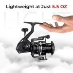 Piscifun Carbon XT Spinning Reels, Light to 6.6oz, Carbon Frame and Rotor, 22LBs Max Drag, 8+1 Shielded BB, 5.2:1 Gear Ratio, Smooth Powerful Freshwater Spinning Fishing Reel, 2000