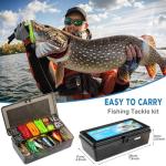 PLUSINNO Fishing Lures, 292Pcs Tackle Box with Tackle Included, Crankbaits, Hooks, Weights, Fishing Accessories kit, Fishing Bait Lure Gear Kit Gift for Men Bass, Trout