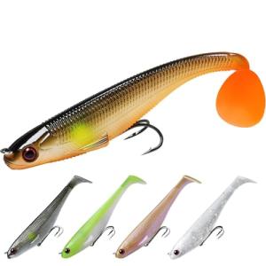 TRUSCEND Soft Fishing Lures for Bass Trout Walleye Pike Crappie Lures Paddle Tail Swimbaits Soft Fishing Baits Freshwater Saltwater Jigging Bass Gear Gifts for Men