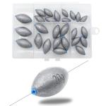 Egg Fishing Sinkers Weights Assortment, 26pcs 6 Sizes Bullet Fishing Weights Lead Oval Shape Bass Casting Worm Bullet Tackle for Saltwater Freshwater Fishing