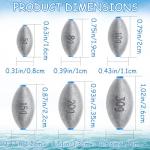 Egg Fishing Sinkers Weights Assortment, 26pcs 6 Sizes Bullet Fishing Weights Lead Oval Shape Bass Casting Worm Bullet Tackle for Saltwater Freshwater Fishing