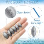 Egg Fishing Sinkers Weights Assortment, 26pcs 6 Sizes Bullet Fishing Weights Lead Oval Shape Bass Casting Worm Bullet Tackle for Saltwater Freshwater Fishing