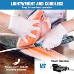 FLISSA Cordless Electric Fillet Knife for Fish with 8" and 10" Stainless Steel Blades, 12V Rechargeable Electric Knife with Non-Slip Handle, 2 Packs Long Lasting Lithium-ion Battery, Portable Carry Case