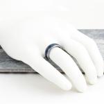 King's Cross Awesome 8mm Mirror Polished Silver Tungsten Carbide Low Dome Band Ring with Brilliant Blue Fishing Line Between Whiskey Barrel Oak Wood and Deer Antler Inlays. (8mm 13)