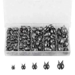 Alwonder 100-Pack Removable Split Shot Fishing Weights Kit 1/50, 1/30, 1/15, 1/12, 3/20oz, Lead Clip on Sinkers Weights Line Weight Reusable Fly Fishing Weight Freshwater Assortment Bulk