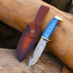 FIFFO BLADE Handmade Damascus Steel Skinning Knife With Gut Hook - Bushcraft Fixed Blade Hunting Knife with Sheath - Gift for Men - Best for Camping, Fishing and Outdoors