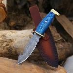 FIFFO BLADE Handmade Damascus Steel Skinning Knife With Gut Hook - Bushcraft Fixed Blade Hunting Knife with Sheath - Gift for Men - Best for Camping, Fishing and Outdoors