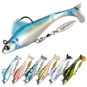 FONMANG 6-Piece Weedless SwimBait Fishing Lures with Rotating Spinner Blade, 2.8 Inches, Ideal for Bass, Trout, Walleye, and Pike