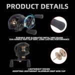 Bait Casters Reel, Carbon Fiber Drag Fishing Baitcaster Reel, Baitcasting Reels with 7.2:1 Gear Ratio 10+1 Ball Bearings 18lbs Max Drag Right Hand，Fish Gift for Man