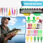 EXAURAFELIS Fishing Gear 128pcs Saltwater Fishing Lures Kit Bass Bait Tackle Kit for Trout Salmon Fishing Accessories Tackle Box Including Spoon Lures Soft Plastic Worms Crankbait Jigs Fishing Hooks