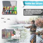 EXAURAFELIS Fishing Gear 128pcs Saltwater Fishing Lures Kit Bass Bait Tackle Kit for Trout Salmon Fishing Accessories Tackle Box Including Spoon Lures Soft Plastic Worms Crankbait Jigs Fishing Hooks