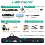 Lixada Fishing Rod Case - Portable Folding Pole and Reel Storage Bag, Gears Organizer