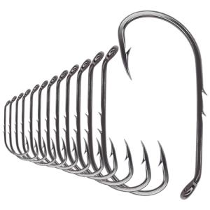 Baitholder Fishing Hooks 100 Pack - Double-Barbed Long Shank for Bluegill Bass Trout Walleye Black/Red, 8/0-#8 (2-Black, Size:4 100-Pack)