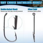 Baitholder Fishing Hooks 100 Pack - Double-Barbed Long Shank for Bluegill Bass Trout Walleye Black/Red, 8/0-#8 (2-Black, Size:4 100-Pack)