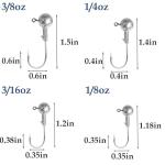 40pack Fishing Jig Heads Set with Hooks Box, Fishing Soft Lures Hooks for Crappie Bass Trout, Saltwater Freshwater Fishing Tackle Kit, 1/8 oz, 3/16 oz, 1/4 oz, 3/8 oz, 10pcs Each Size