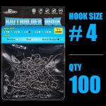 Baitholder Fishing Hooks 100 Pack - Double-Barbed Long Shank for Bluegill Bass Trout Walleye Black/Red, 8/0-#8 (2-Black, Size:4 100-Pack)