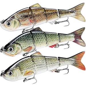 TRUSCEND Fishing Lures - Bass & Trout Swimbaits, Segmented Multi Jointed Swim Baits, Slow Sinking Swimming Lures for Freshwater & Saltwater Fishing Gear Kit
