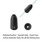 Fishfun Tungsten Bullet Fishing Weights, Insert Free Worm Sinkers, 12 Pack, 1/4oz, No Chip Black
