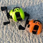 Baitcasting Reels, 7.2:1 Gear Ratio Fishing Reel with Magnetic Braking System Casting Reel for Freshwater,Saltwater Orange Left