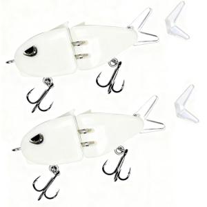 XOSQEF 2 Pcs Mini Glide Bait for Bass Fishing, Slow Sinking Raptor Fishing Lure, Multi Jointed Swimbait Wobbler for Amazing Fishing Gear Gifts for Family (White)