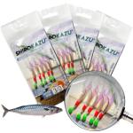 SHIROKAZU Reflective Luminous Sabiki Mackerel Feather Lures - Anti-Rust Steel Hooks, Versatile Use for Freshwater & Saltwater Fishing - Ideal for Sea Bass, Trout, Perch, Carp (Reflective x4 Packs)