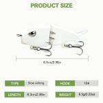 XOSQEF 2 Pcs Mini Glide Bait for Bass Fishing, Slow Sinking Raptor Fishing Lure, Multi Jointed Swimbait Wobbler for Amazing Fishing Gear Gifts for Family (White)