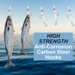 SHIROKAZU Reflective Luminous Sabiki Mackerel Feather Lures - Anti-Rust Steel Hooks, Versatile Use for Freshwater & Saltwater Fishing - Ideal for Sea Bass, Trout, Perch, Carp (Reflective x4 Packs)