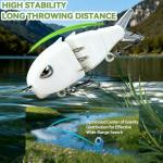 XOSQEF 2 Pcs Mini Glide Bait for Bass Fishing, Slow Sinking Raptor Fishing Lure, Multi Jointed Swimbait Wobbler for Amazing Fishing Gear Gifts for Family (White)